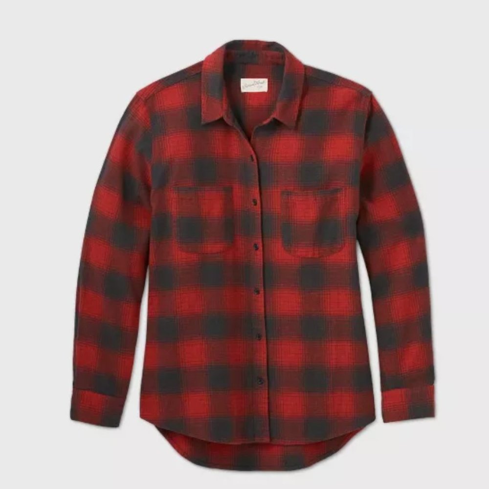 Women's Long Sleeve Button-Down Flannel Shirt